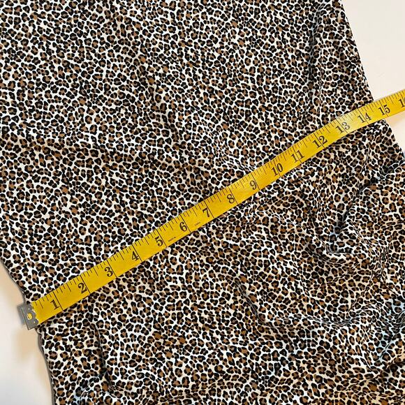 Banana Republic NWOT Animal Print Fit & Flare Dress Women's Medium Tan Midi - Picture 7 of 8